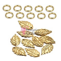 Inele din metal pentru codite afro RNG58NN Aurii, Set 10 bucati + 10 inele Cadou